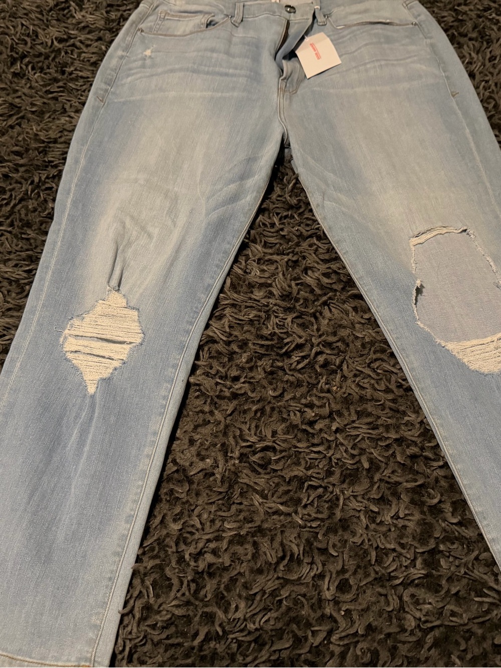 Good American Light Blue Distressed Straight-Leg Jeans